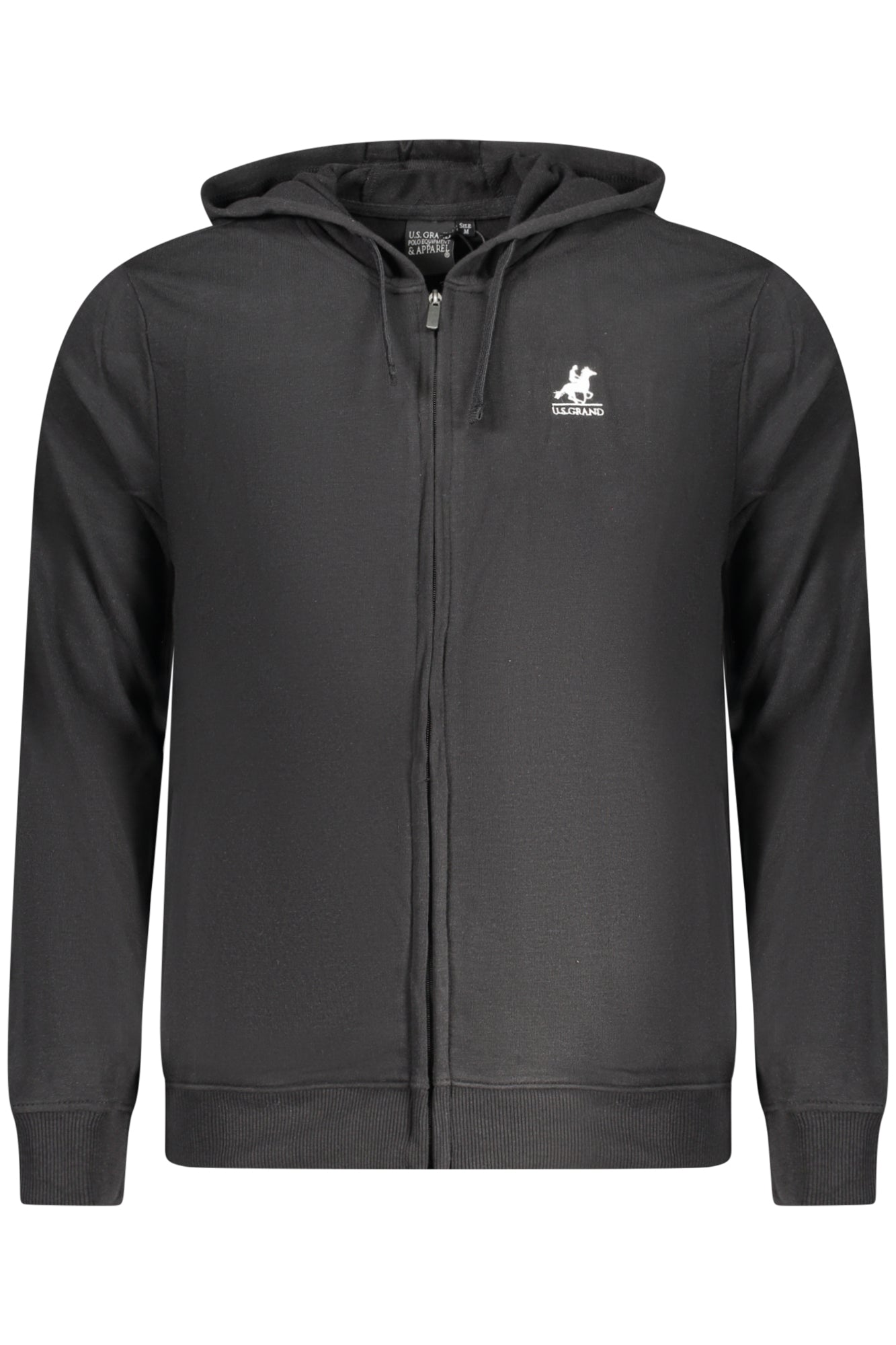 US GRAND POLO MEN'S BLACK ZIP-UP SWEATSHIRT